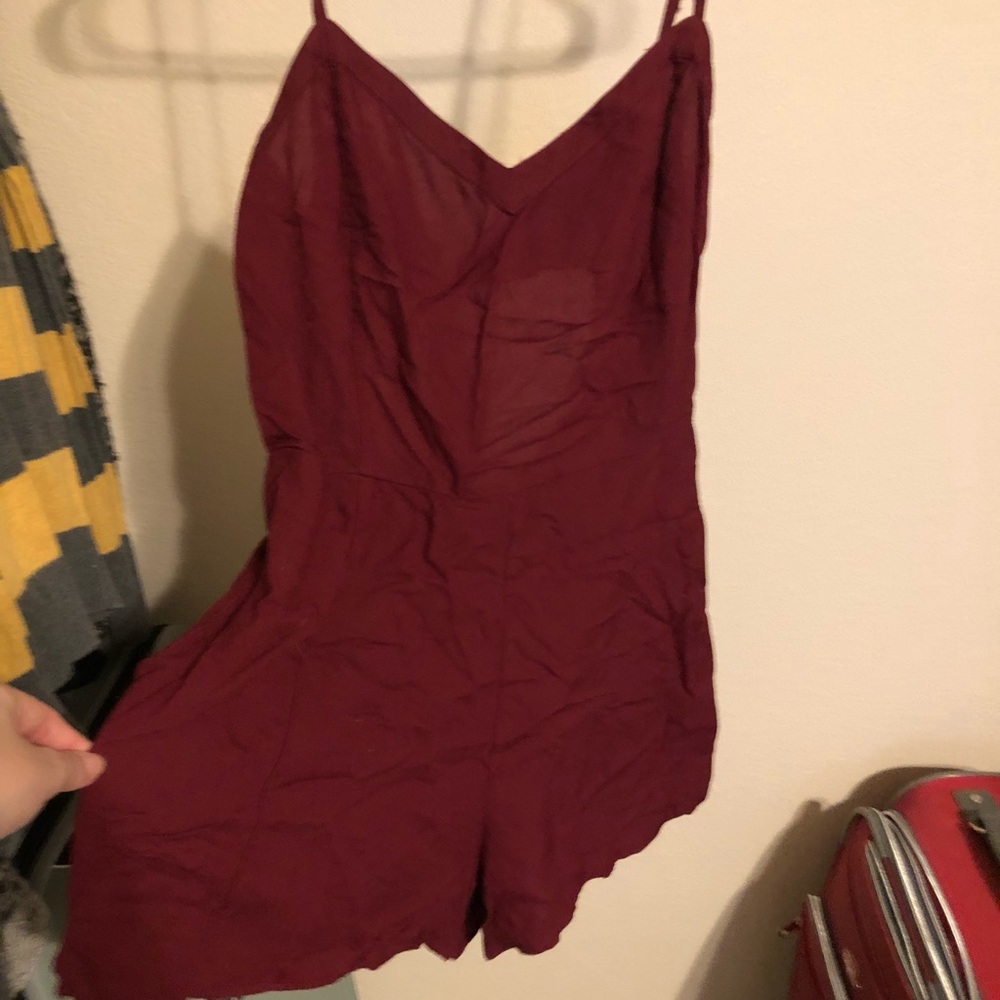 AE Wine-Colored Tie-Back Romper